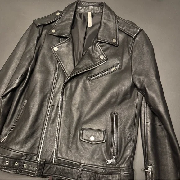 Zara Men's Black Leather Moto Jacket - Picture 1 of 7